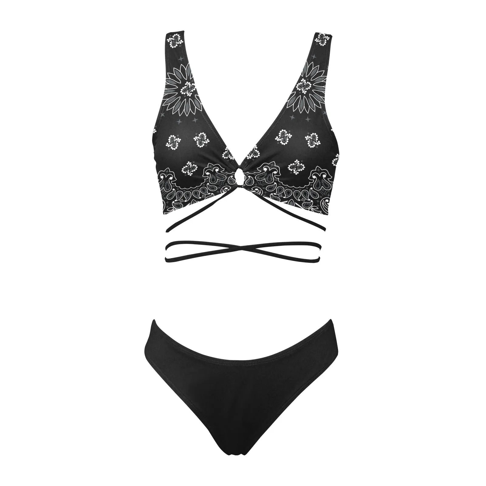 black 2 9k Cross String Bikini Set (Model S29)