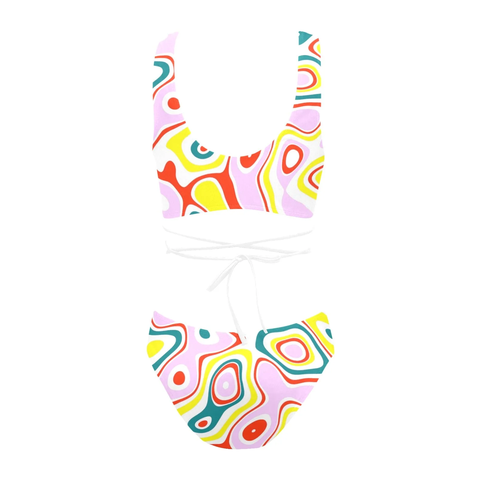 colored splat print 2 Cross String Bikini Set (Model S29)