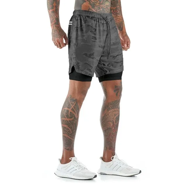 Fashionable Quick-drying Men's Double-layer Running Shorts