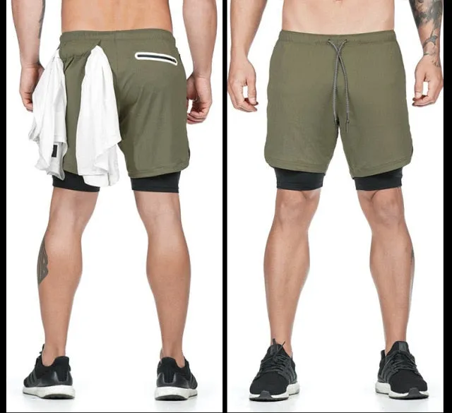 Fashionable Quick-drying Men's Double-layer Running Shorts