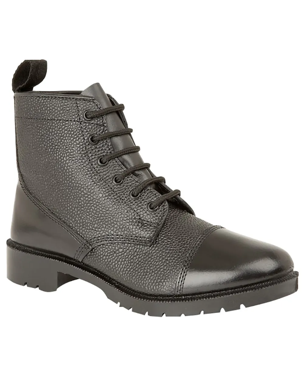 Grafters Black Grain Leather 6 Eye Cadet Boots