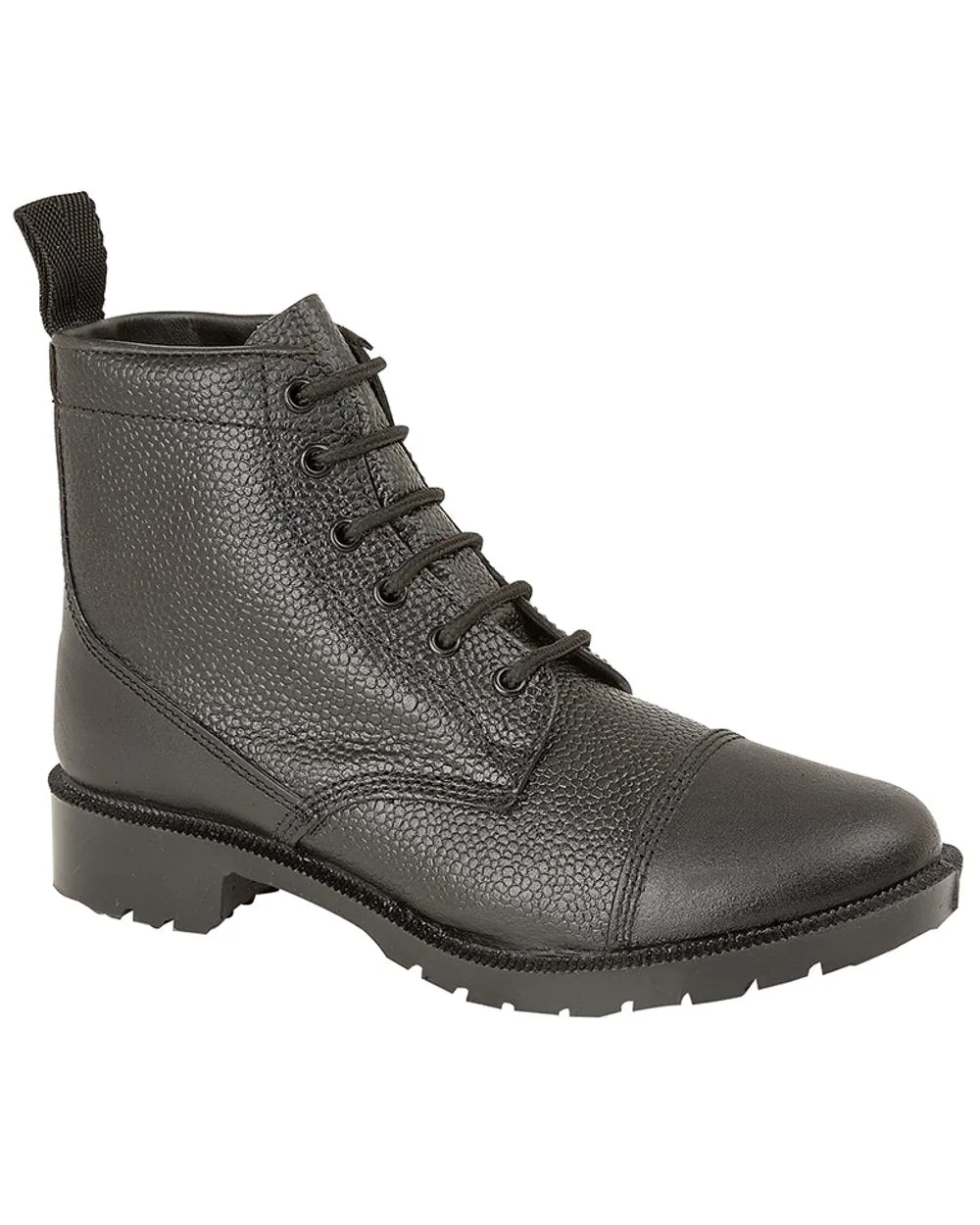 Grafters Black Grain Leather 6 Eye Cadet Boots