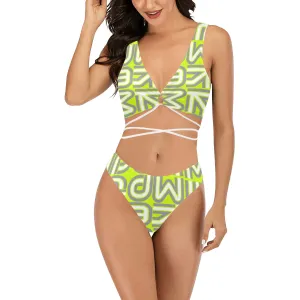 kemp logoed swimsuit print copy Cross String Bikini Set (Model S29)