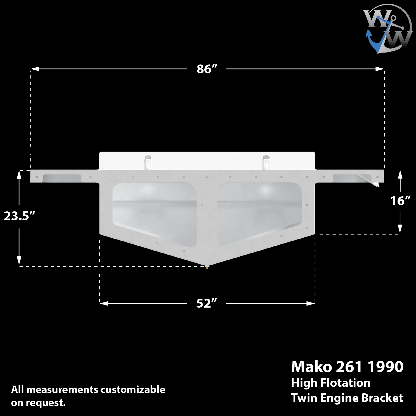 Mako 261 1990 Twin Engine High Flotation Bracket