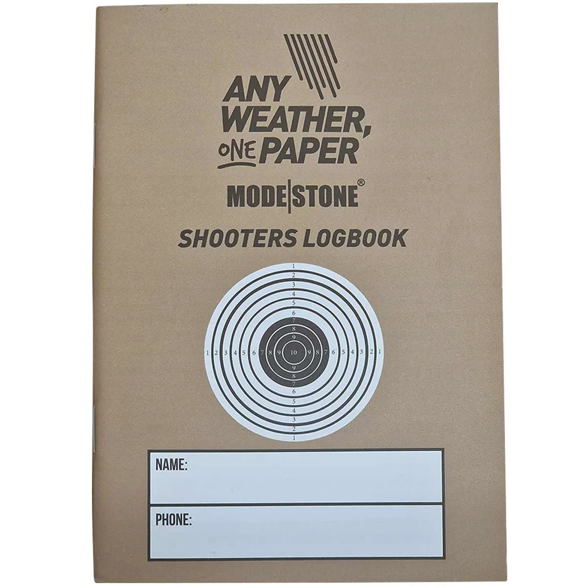 Modestone Shooters Waterproof Logbook A6 - Tan