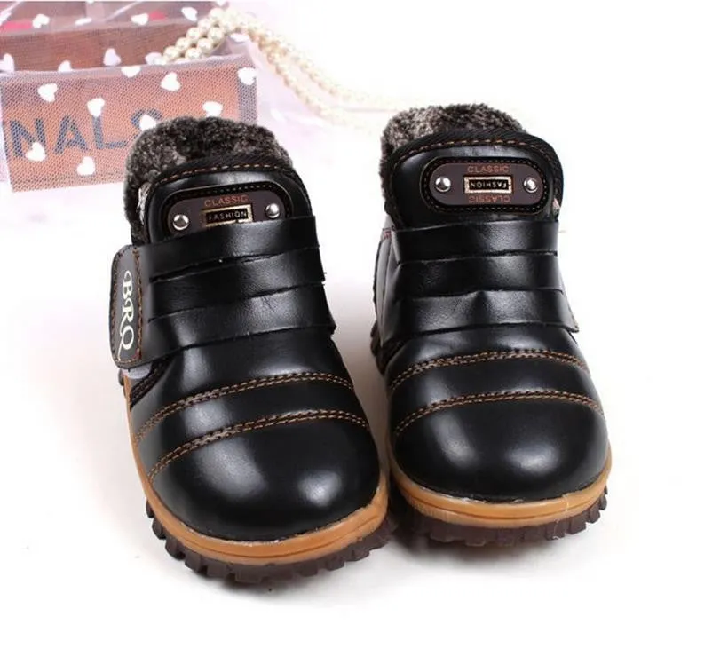 New Children Snow Boots Winter Velcro Kids Boots Casual Fashion Plus Velvet Boys Girls Shoes