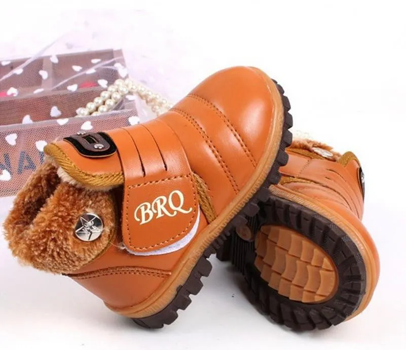 New Children Snow Boots Winter Velcro Kids Boots Casual Fashion Plus Velvet Boys Girls Shoes