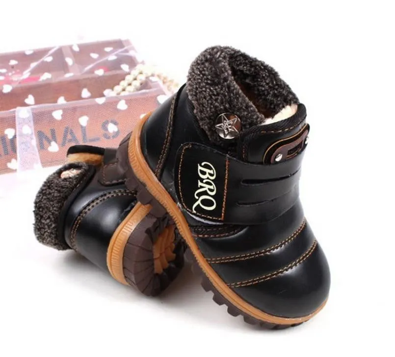 New Children Snow Boots Winter Velcro Kids Boots Casual Fashion Plus Velvet Boys Girls Shoes