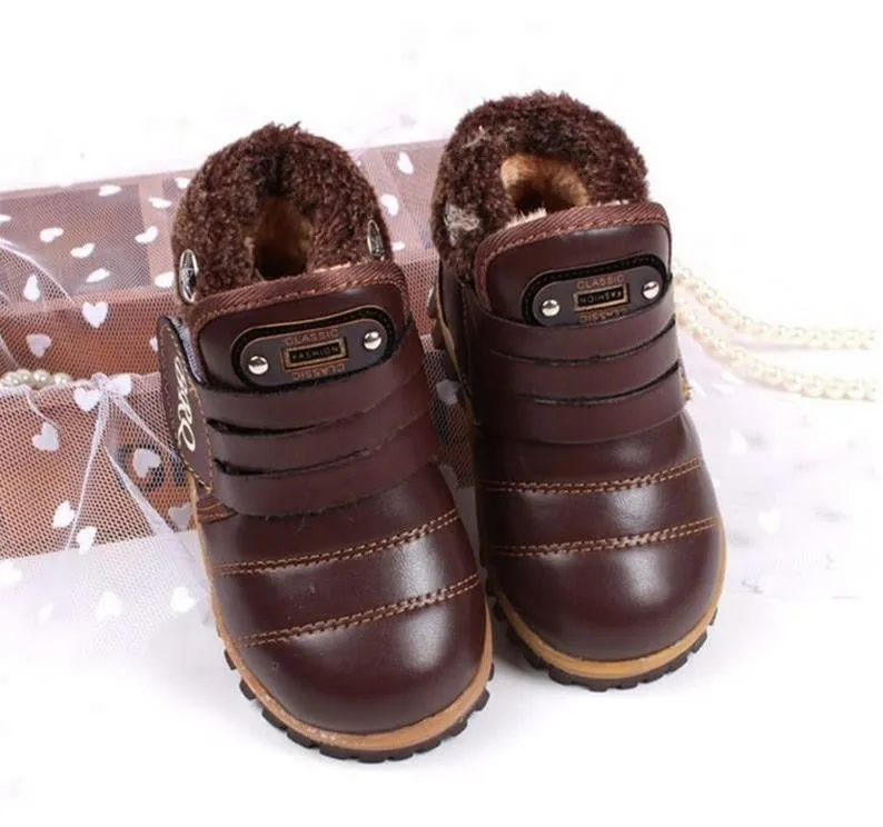 New Children Snow Boots Winter Velcro Kids Boots Casual Fashion Plus Velvet Boys Girls Shoes