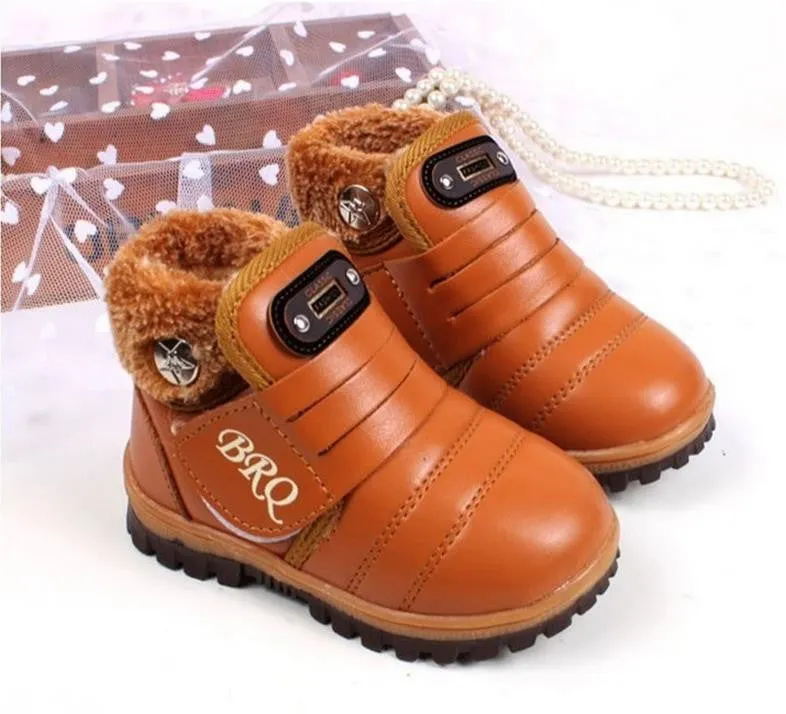 New Children Snow Boots Winter Velcro Kids Boots Casual Fashion Plus Velvet Boys Girls Shoes