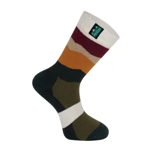 Ridgeline Mid Length Merino Wool Socks - Berry Stripes