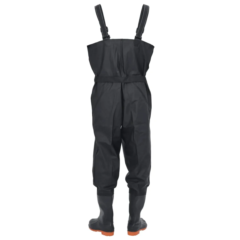 vidaXL Chest Waders with Boots and Belt Black Size 40