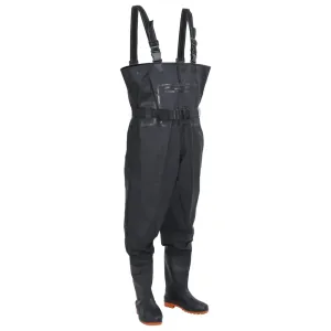 vidaXL Chest Waders with Boots and Belt Black Size 40