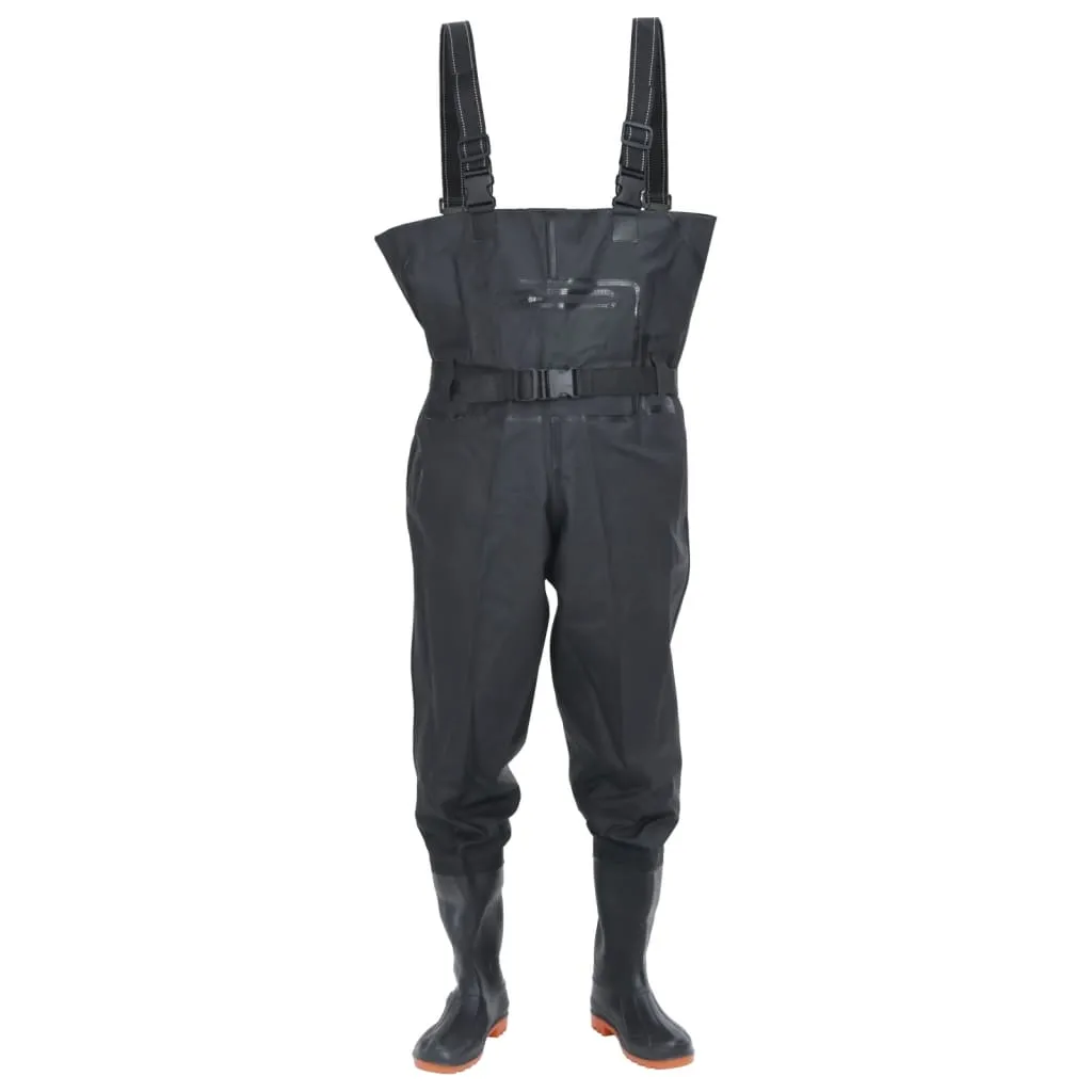 vidaXL Chest Waders with Boots and Belt Black Size 40