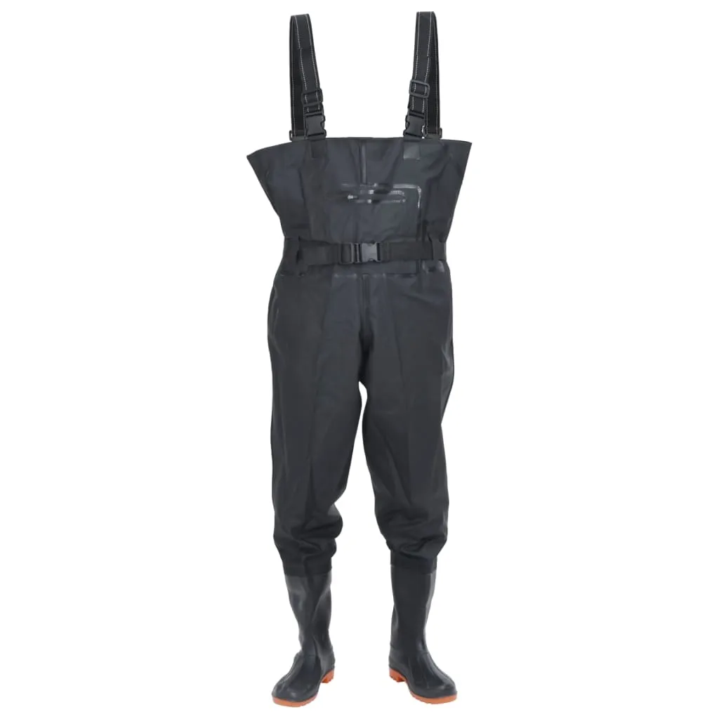 vidaXL Chest Waders with Boots and Belt Black Size 42