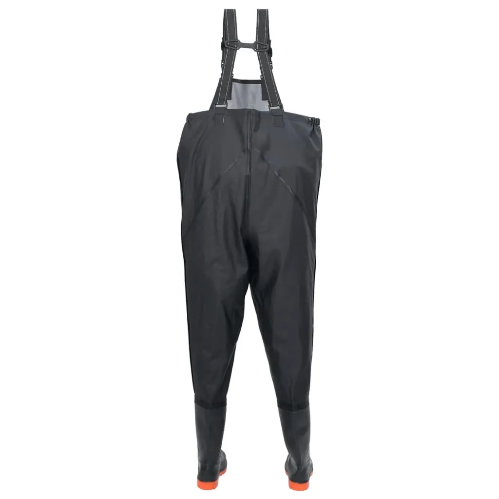 vidaXL Chest Waders with Boots Black Size 45