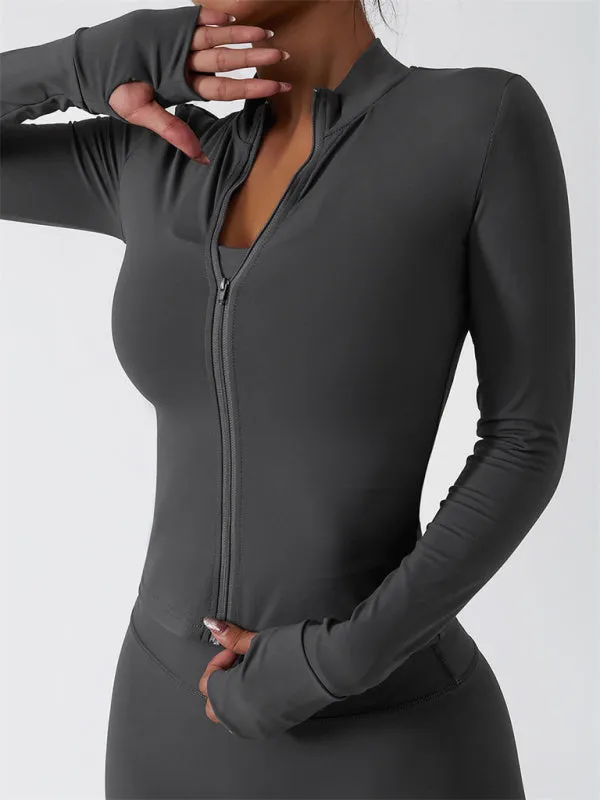 Women's Breathable Quick Drying Long Sleeved Zip Up Active Wear Top